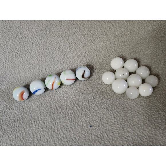 Lot 15 Vintage Milk Glass MARBLES Swirl Stripe White - Picture 2 of 6